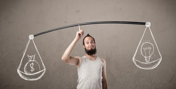 Skinny guy trying to get balanced — Stock Photo, Image