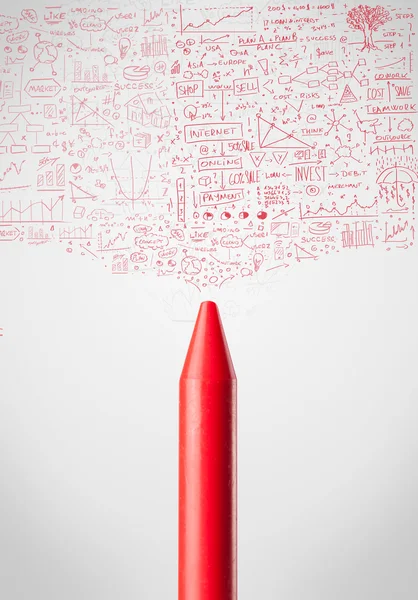 Crayon close-up met diagrammen — Stockfoto