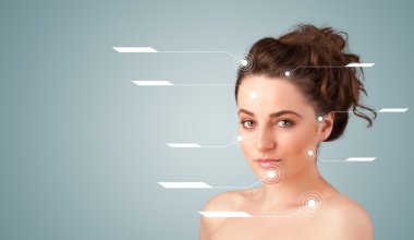 yüz tedavi modern okları ile genç seksi kız