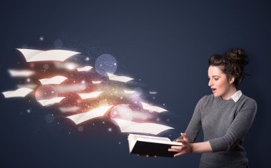 Genç Bayan b geliyor sayfaları uçan ile kitap okuma
