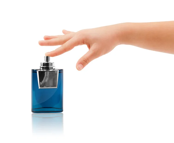 Mulheres mãos pulverização perfume — Fotografia de Stock