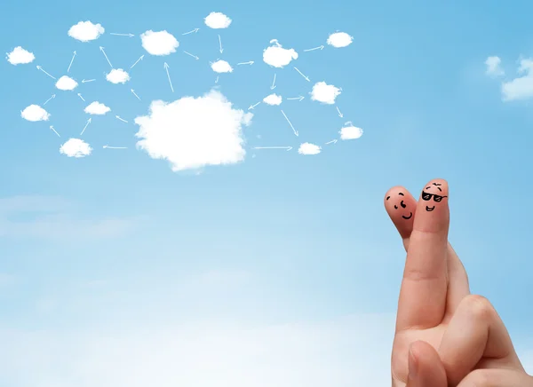 Finger-Smiley mit Cloud-Netzwerk — Stockfoto