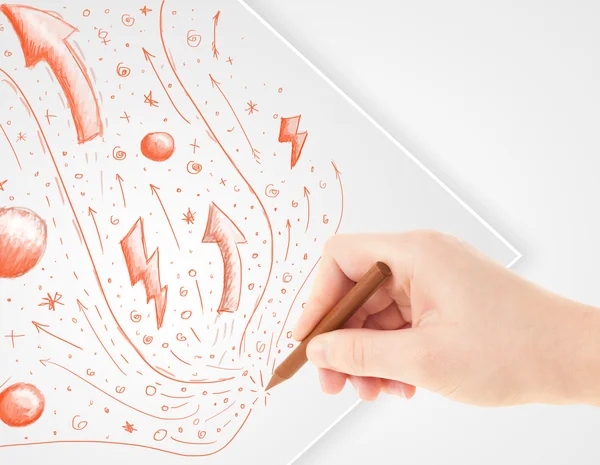 Hand drawing abstract sketches and doodles on paper — Stock Photo, Image