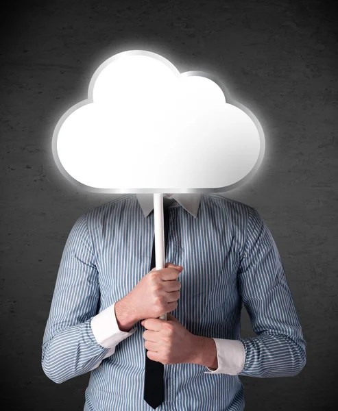 Businessman holding a cloud — Stock Photo, Image