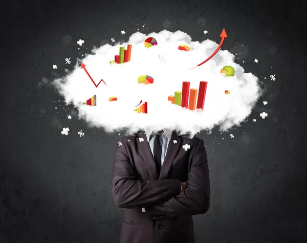 Hombre de negocios moderno con una cabeza de nube gráfica —  Fotos de Stock