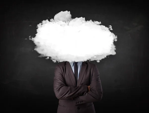 Hombre de negocios con nube blanca en su concepto de cabeza — Foto de Stock