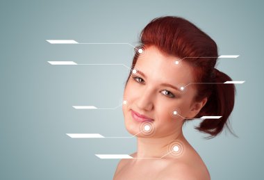yüz tedavi modern okları ile genç seksi kız