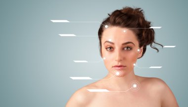 yüz tedavi modern okları ile genç seksi kız