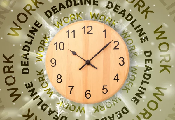 Clocks with work and deadline round writing — Stock Photo, Image