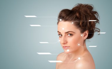 yüz tedavi modern okları ile genç seksi kız