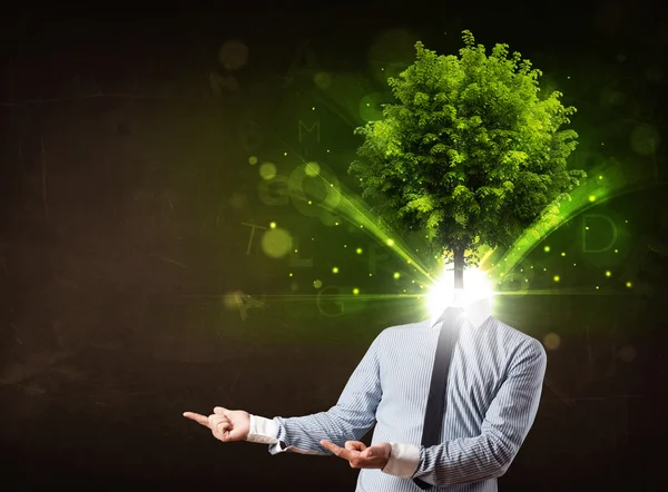 緑の木の頭の概念を持つ男 — ストック写真