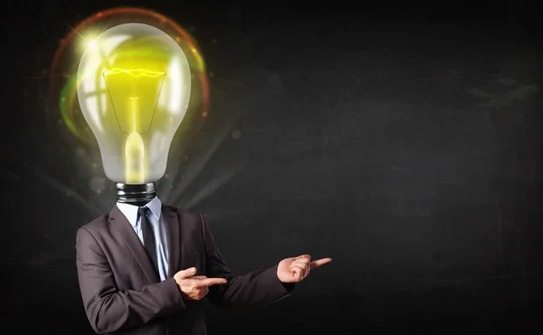 Business man with light bulb head concept — Stock Photo, Image