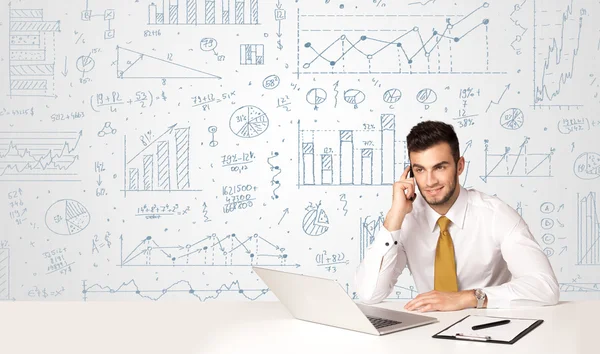 Businessman with diagram background — Stock Photo, Image