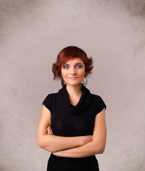 Retrato de uma jovem menina bonito com espaço de cópia vazio — Fotografia de Stock