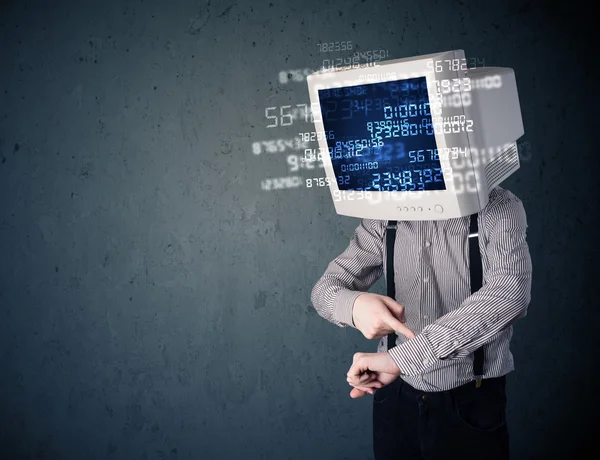 Human cyber monitor pc calculating computer data concept — Stock Photo, Image