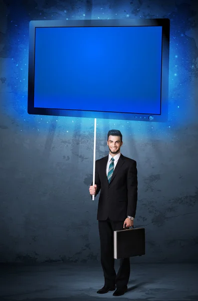 Businessman with shining tablet — Stock Photo, Image