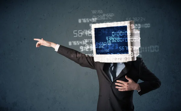 Human cyber monitor pc calculating computer data concept — Stock Photo, Image