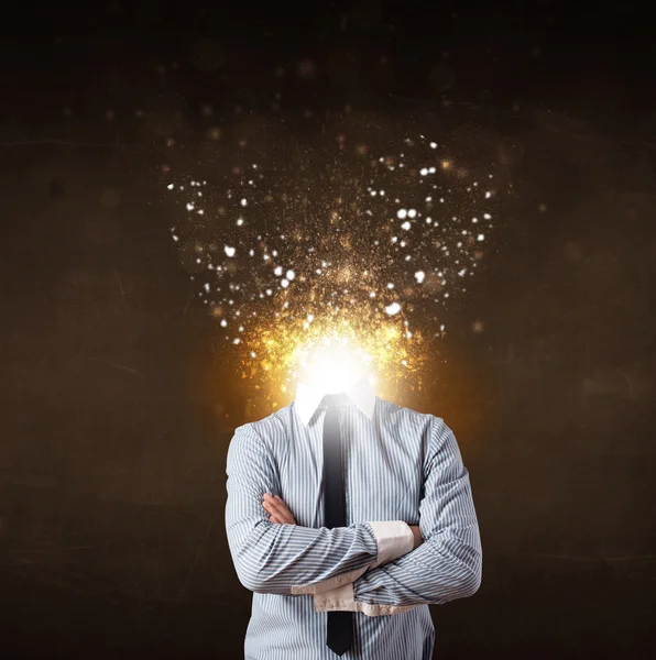 Business man with glowing exploding head — Stock Photo, Image