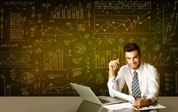 Businessman with diagram background — Stock Photo, Image