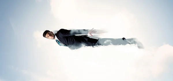 商人像天上的超级英雄一样飞来飞去 — 图库照片