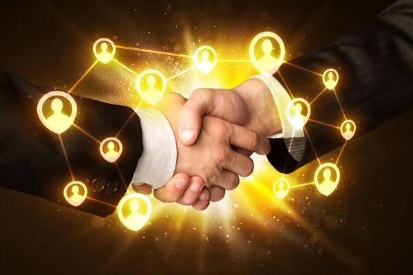 Social netwok connessione stretta di mano — Foto Stock