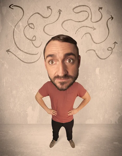 Big head person with arrows — Stock Photo, Image