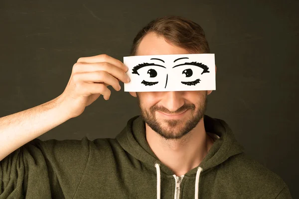 Funny guy with censored sign paper — Stock Photo, Image