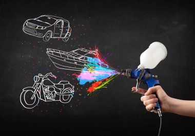 adam araba, tekne ve motosiklet airbrush sprey boya ile çizmek