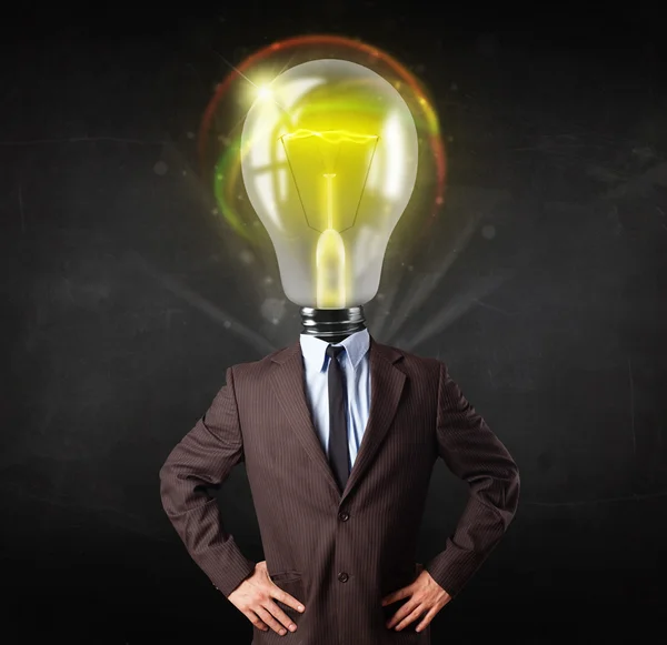 Business man with light bulb head concept — Stock Photo, Image