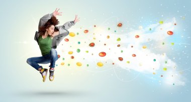 güzel kadın renkli taşlar ve kristaller ile b atlama