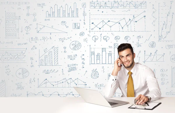 Businessman with diagram background — Stock Photo, Image