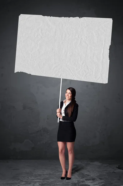 Businesswoman with blank booklet paper — Stock Photo, Image