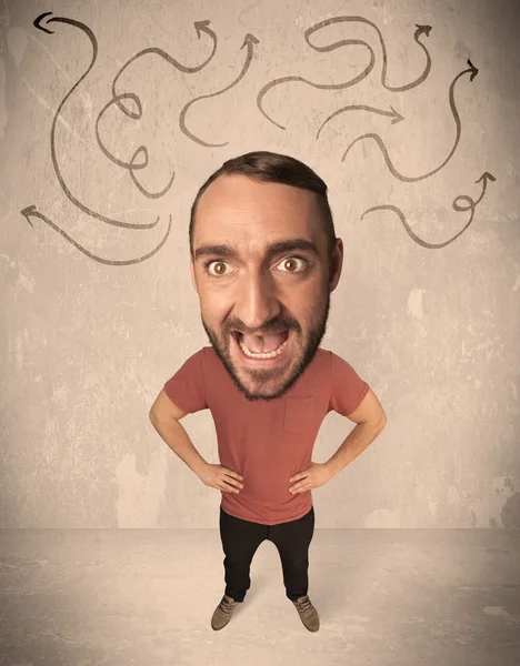 Big head person with arrows — Stock Photo, Image