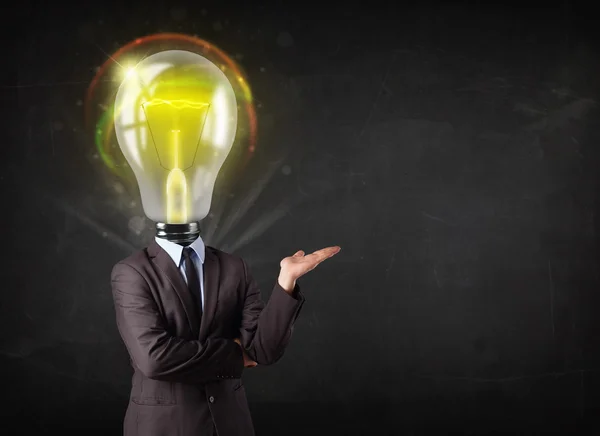 Business man with light bulb head concept — Stock Photo, Image