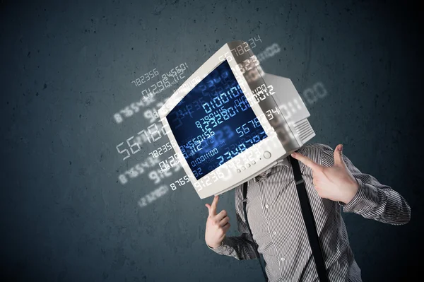 Human cyber monitor pc calculating computer data concept — Stock Photo, Image