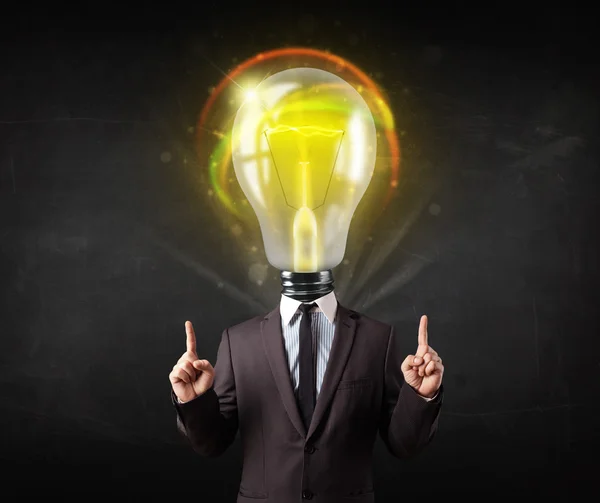 Business man with light bulb head concept — Stock Photo, Image