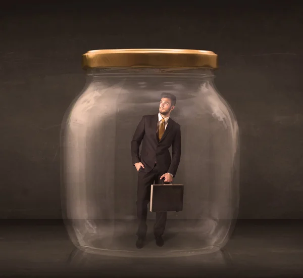 Businessman shut into a glass jar concept — Stock Photo, Image