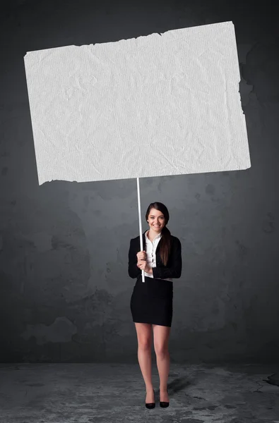 Businesswoman with blank booklet paper — Stock Photo, Image