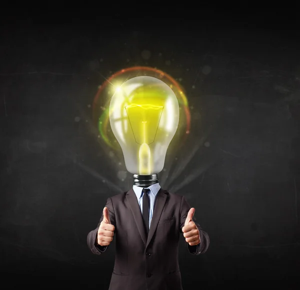 Business man with light bulb head concept — Stock Photo, Image