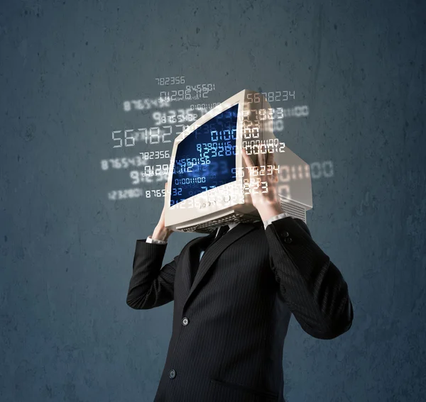 Human cyber monitor pc calculating computer data concept — Stock Photo, Image