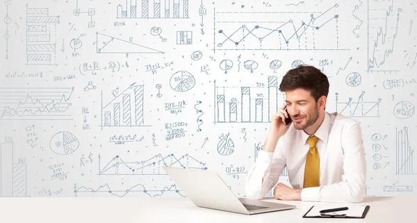 Businessman with diagram background — Stock Photo, Image