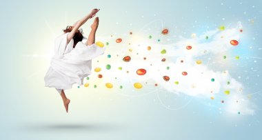 güzel kadın renkli taşlar ve kristaller ile b atlama