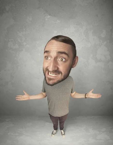 Funny person with big head — Stock Photo, Image