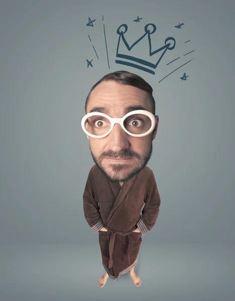 Big head person with crown — Stock Photo, Image