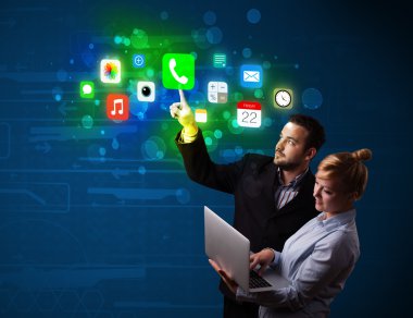 genç iş çift renkli mobil app simgeleri bo ile basarak