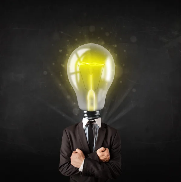 Business man with light bulb head concept — Stock Photo, Image