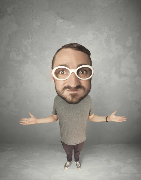 Funny person with big head — Stock Photo, Image