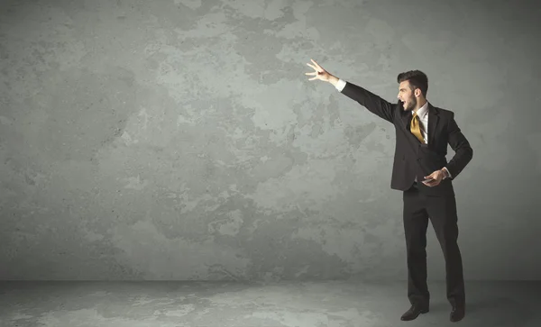 Business person throwing with empty copyspace — Stock Photo, Image