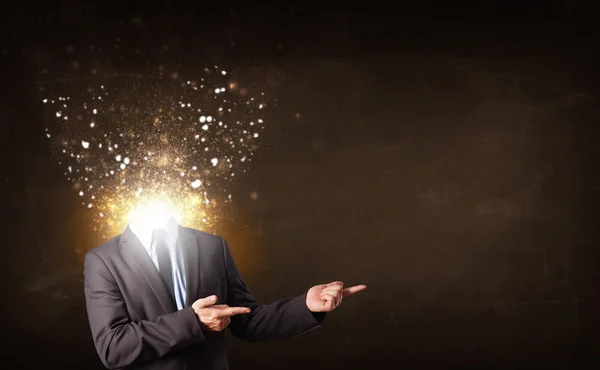 Business man with glowing exploding head — Stock Photo, Image