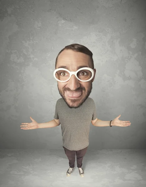 Funny person with big head — Stock Photo, Image